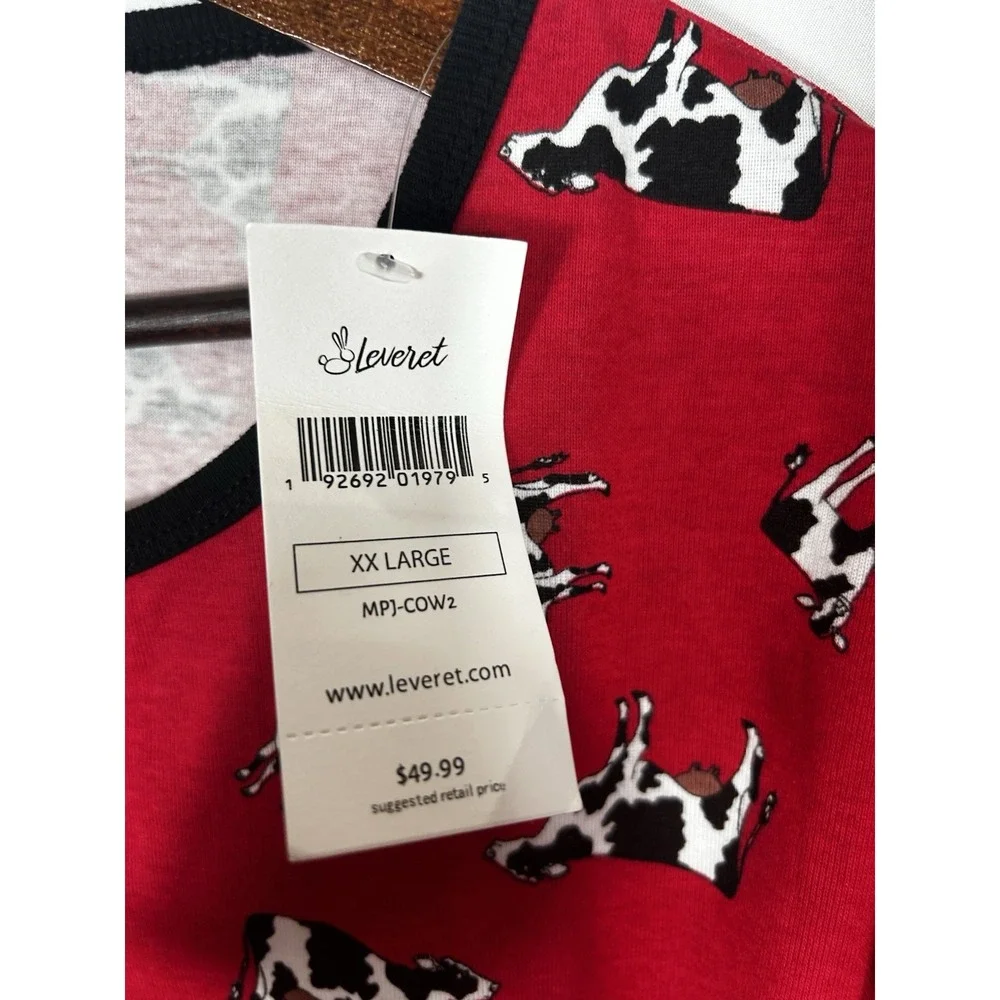 Leveret All Over Cow Print Pajama Set Mens XXL 100% Cotton Cows Farm Country Fun